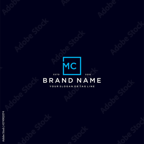 letter MC with a square design vector