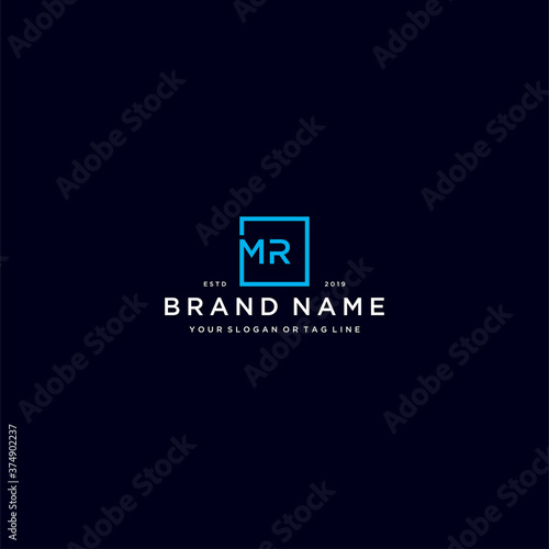 letter MR with a square design vector