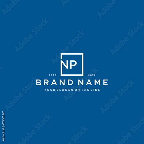 letter NP with a square design vector