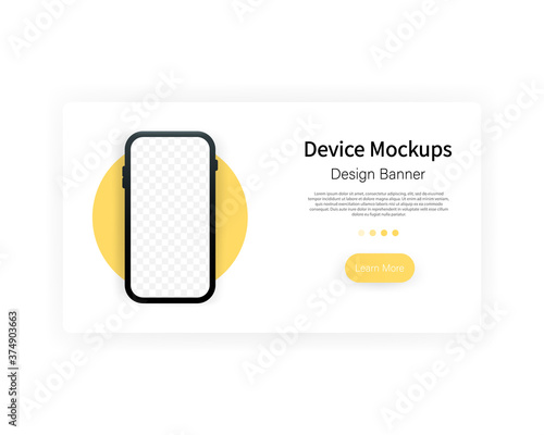 Smartphone frame less blank screen, phone mockup. Template for infographics or presentation UI design interface. Device model. Vector EPS 10.