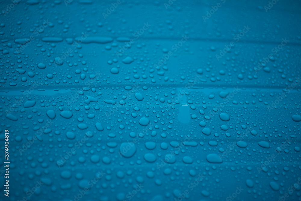 water drops on blue