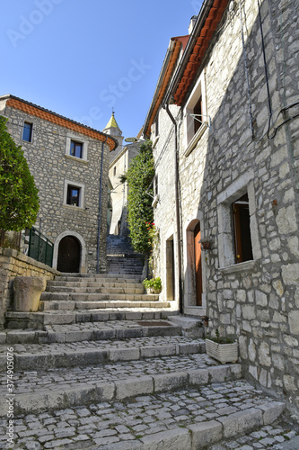 A narrow street among the old houses of Sepino  a medieval village in the Molise region.