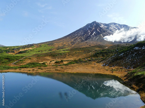 Autumn's Daisetsusan mountain / Asahidake with pond Asahikawa Hokkaido Japan