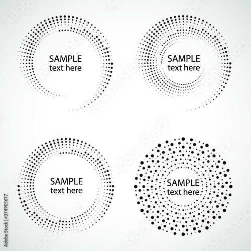 Halftone dots in circle form. round logo . vector dotted frame . design element