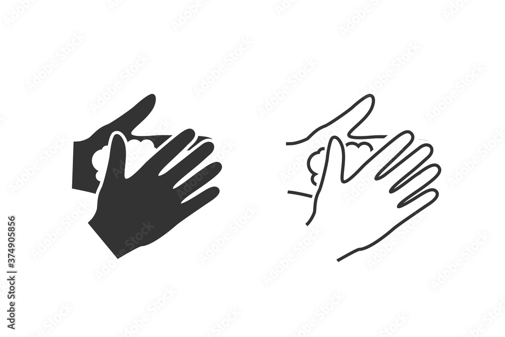 Please wash your hands line icon sign set. Vector Please wash your hands line icon sign set. Vector