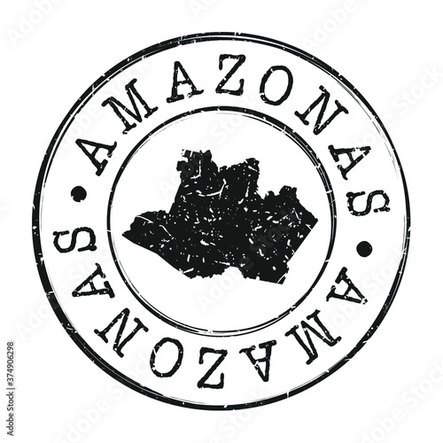 State of Amazonas, Brazil Map Postmark. A Silhouette Postal Passport. Stamp Round Vector Icon. Vintage Postage Designs.