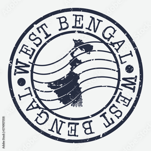 West Bengal India Stamp Postal. Map Silhouette Seal. Passport Round Design. Vector Icon. Design Retro Travel.