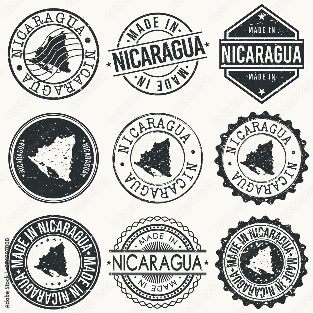 Nicaragua Travel Stamp Made In Product Stamp Logo Icon Symbol Design Insignia.