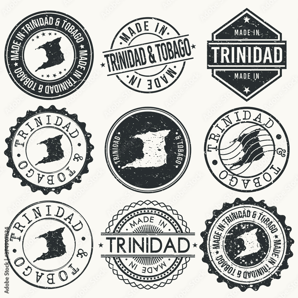 Trinidad and Tobago Travel Stamp Made In Product Stamp Logo Icon Symbol Design Insignia.