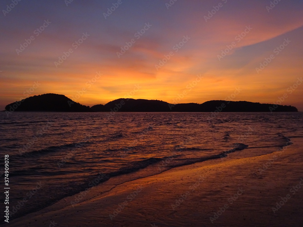 sunset at the beach in Lankawi, Malaysia