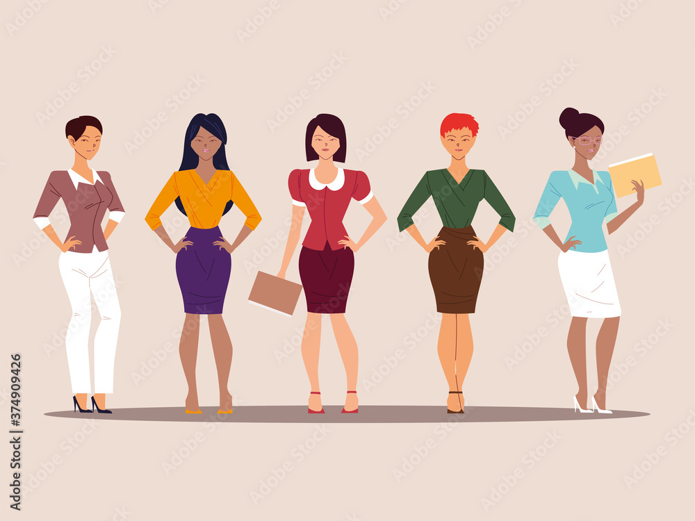 set of elegant businesswomen in different poses set of elegant businesswomen in different poses