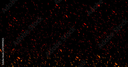 Fototapeta Abstract image of Fire sparkles or particles isolated on black background
