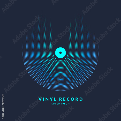 Vinyl record. Poster of the sound wave. Vector illustratio