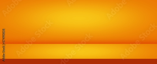 Empty space of Orange stage with lighting effect background for product showing.