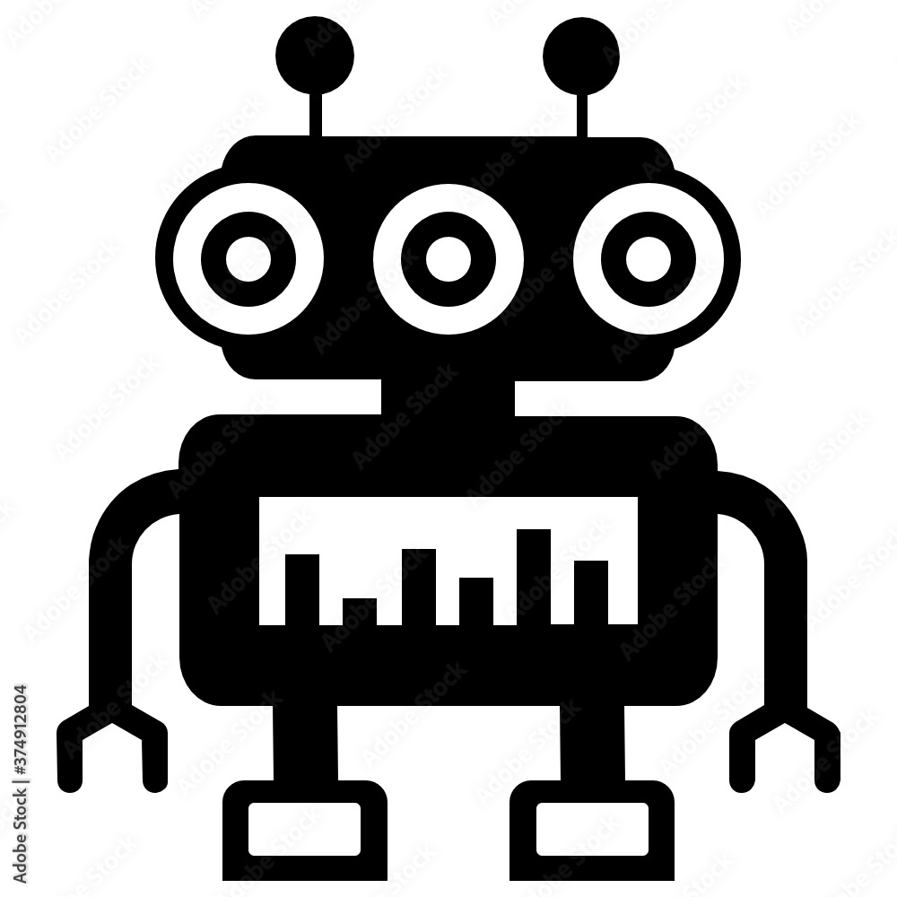 Fototapeta premium An icon of audio robot, solid icon of converts text into a robot voice 