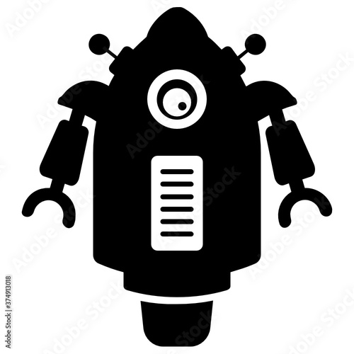 
Robotic face vector, solid icon of droid robot 
