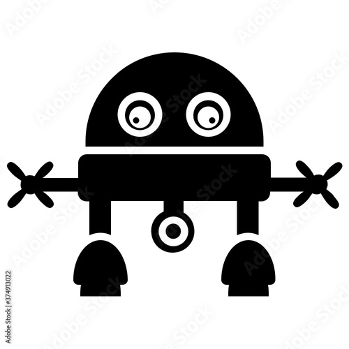 
Robotic face vector, solid icon of droid 
