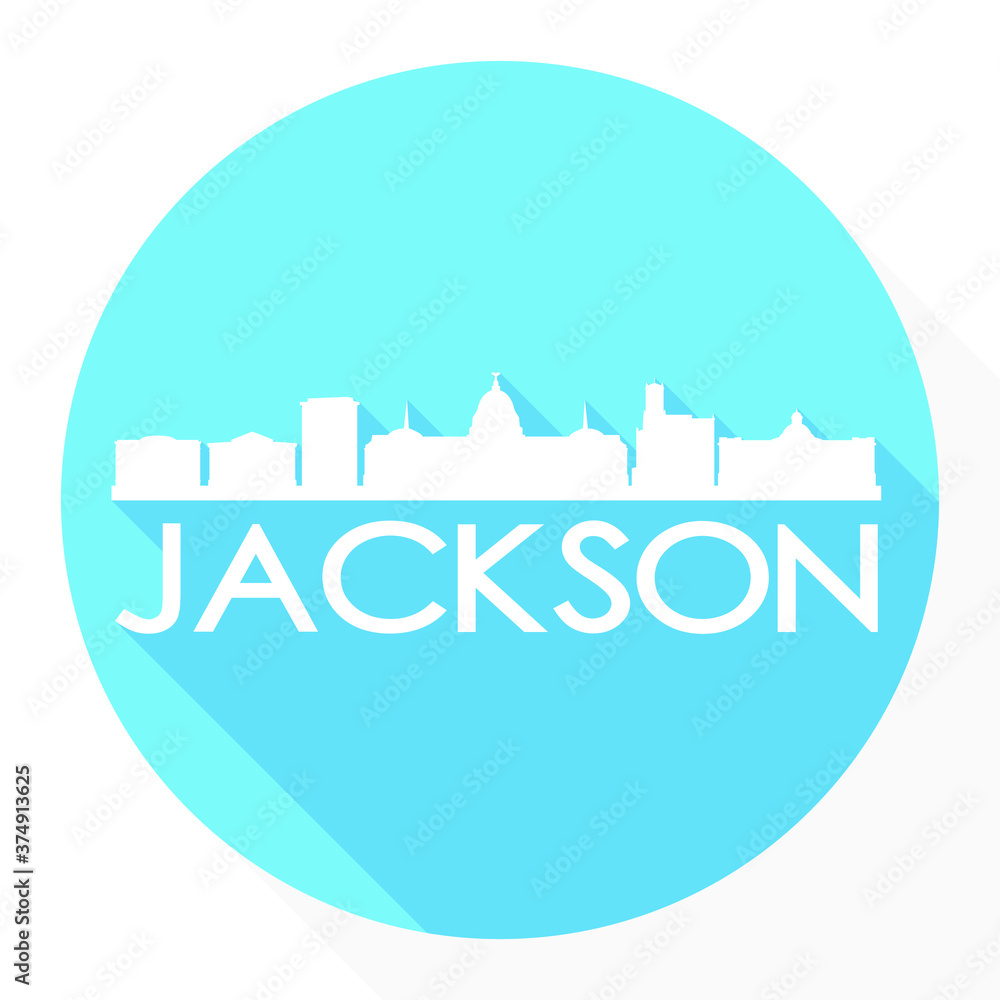 Jackson Mississippi USA Flat Icon Skyline Silhouette Design City Vector Art.