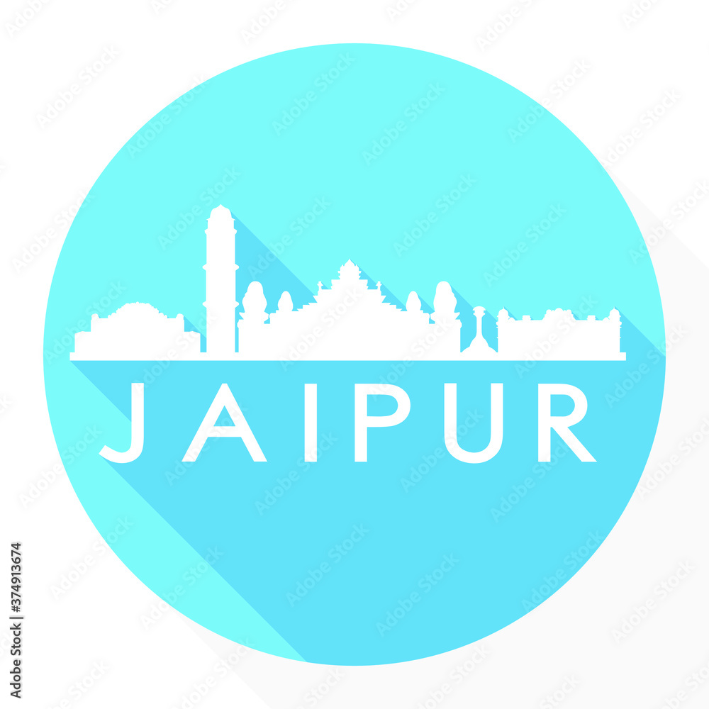 Jaipur India Asia Flat Icon Skyline Silhouette Design City Vector Art Famous Buildings.