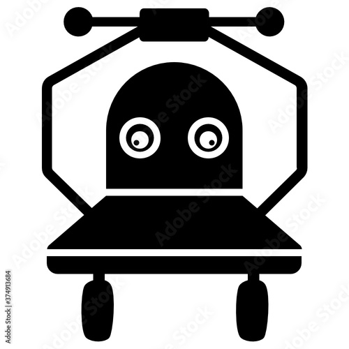 
An icon design of trolley robot in modern solid style, robot for product delivery and handling 
