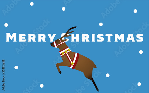 走るトナカイのクリスマスカード