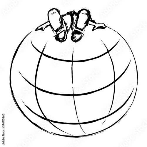 relaxing person lying on top of the world