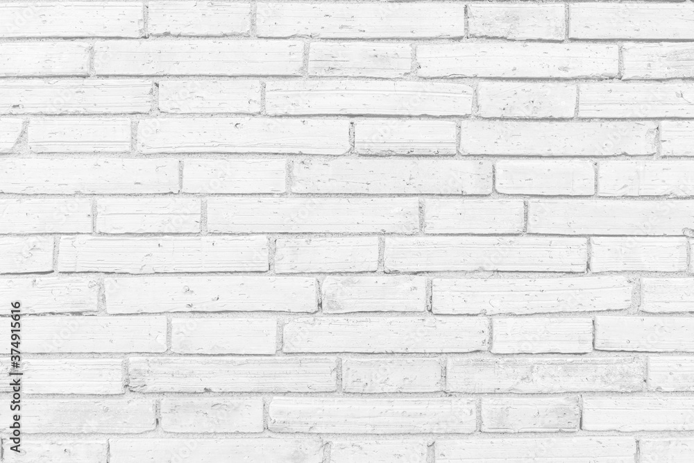 Naklejka premium White Brick Wall Background in Rural room. Abstract Weathered Texture Stained Old Stucco.