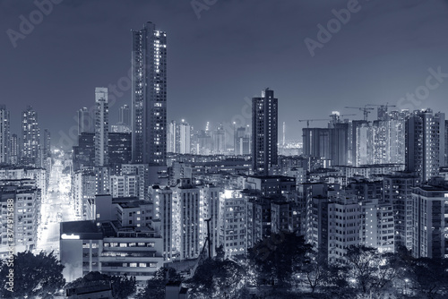 Skyline of Hong Kong city at night © leeyiutung