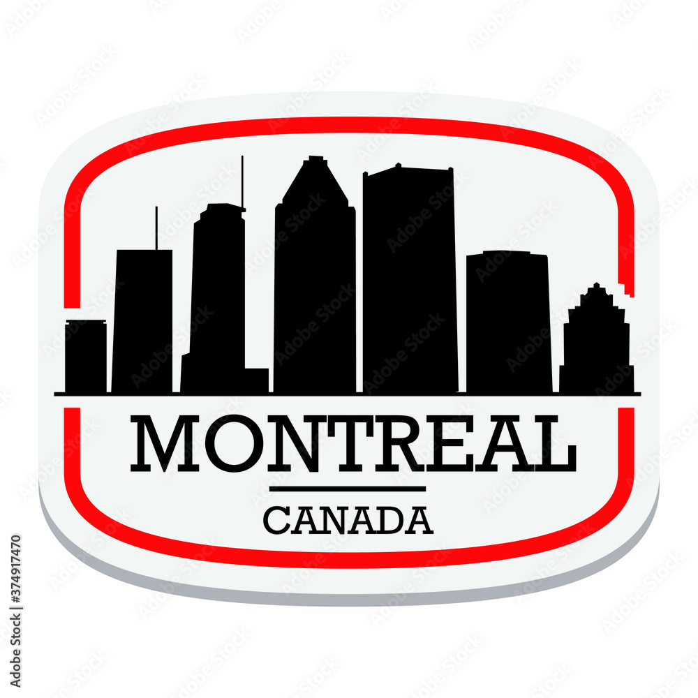 Montreal Canada Label Stamp Icon Skyline City Design Tourism.