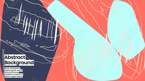 Abstract background illustration. Colorful lines, scribble and paint strokes. Decorative chaos wallpaper, backdrop. Hand drawn texture, decor elements and shapes. Eps10 vector.