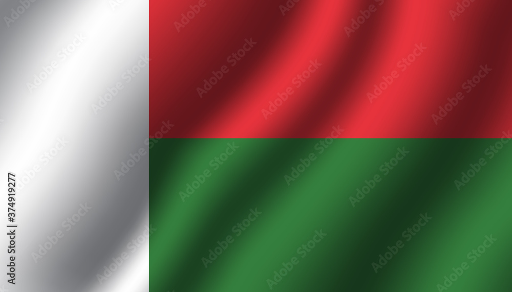 madagascar national wavy flag vector illustration madagascar national wavy flag vector illustration