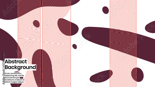 Abstract background illustration. Striped shapes and liquid strokes. Decorative minimal background, backdrop. Outline texture, geometric elements and flow shapes. Eps10 vector.