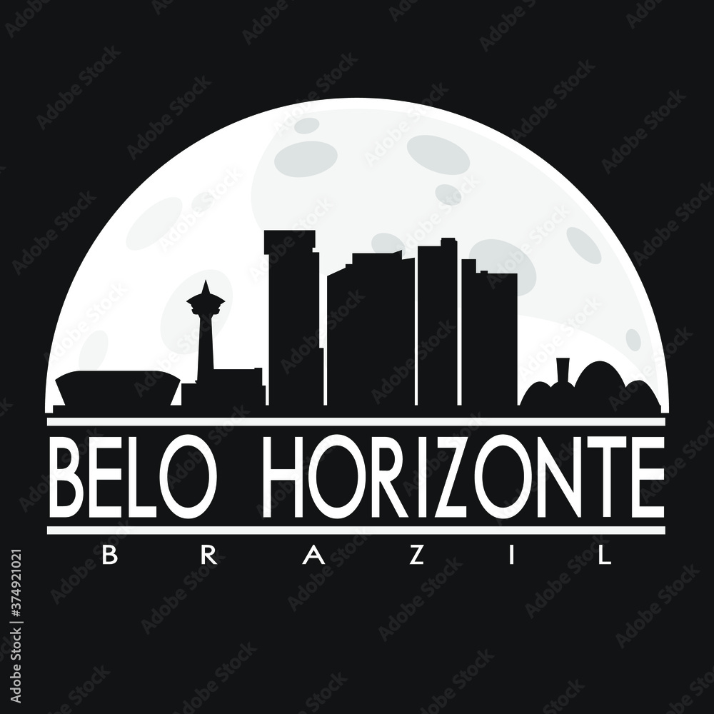 Belo Horizonte Brazil America Flat Icon Skyline Silhouette Design City Vector Art Famous Buildings.