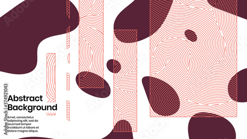 Abstract background illustration. Striped shapes and liquid strokes. Decorative minimal background, backdrop. Outline texture, geometric elements and flow shapes. Eps10 vector.