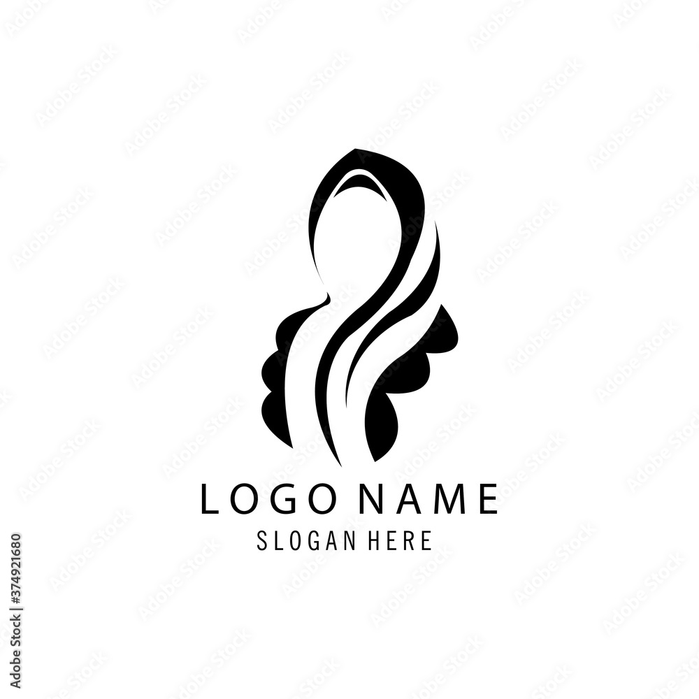 Obraz premium hijab muslimah logo, fashion design, vector illustration