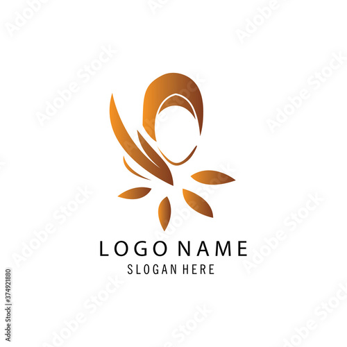 hijab muslimah logo, fashion design, vector illustration