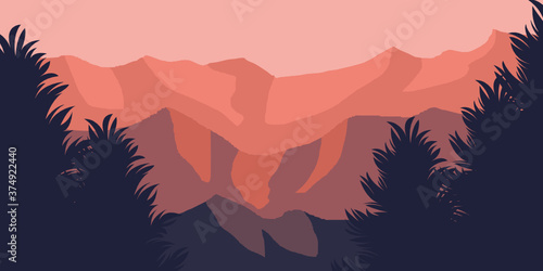 Mountain terrain, landscape of mountain, vector ilustration of mountain, mountain wallpaper vector, landscape vector background