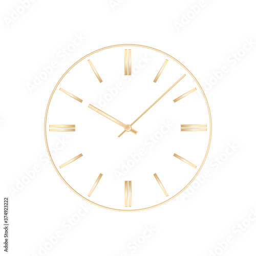 Abstract clock face. Clock face concept. Gold clock face. Mockup clock face. Vector illustration