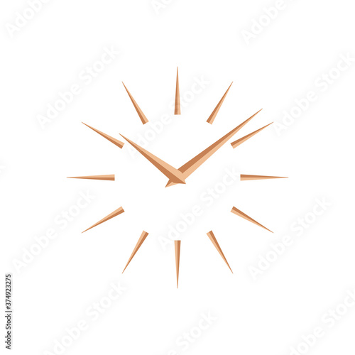 Gold abstract clock face. Clock face concept. Mockup clock face. Vector illustration