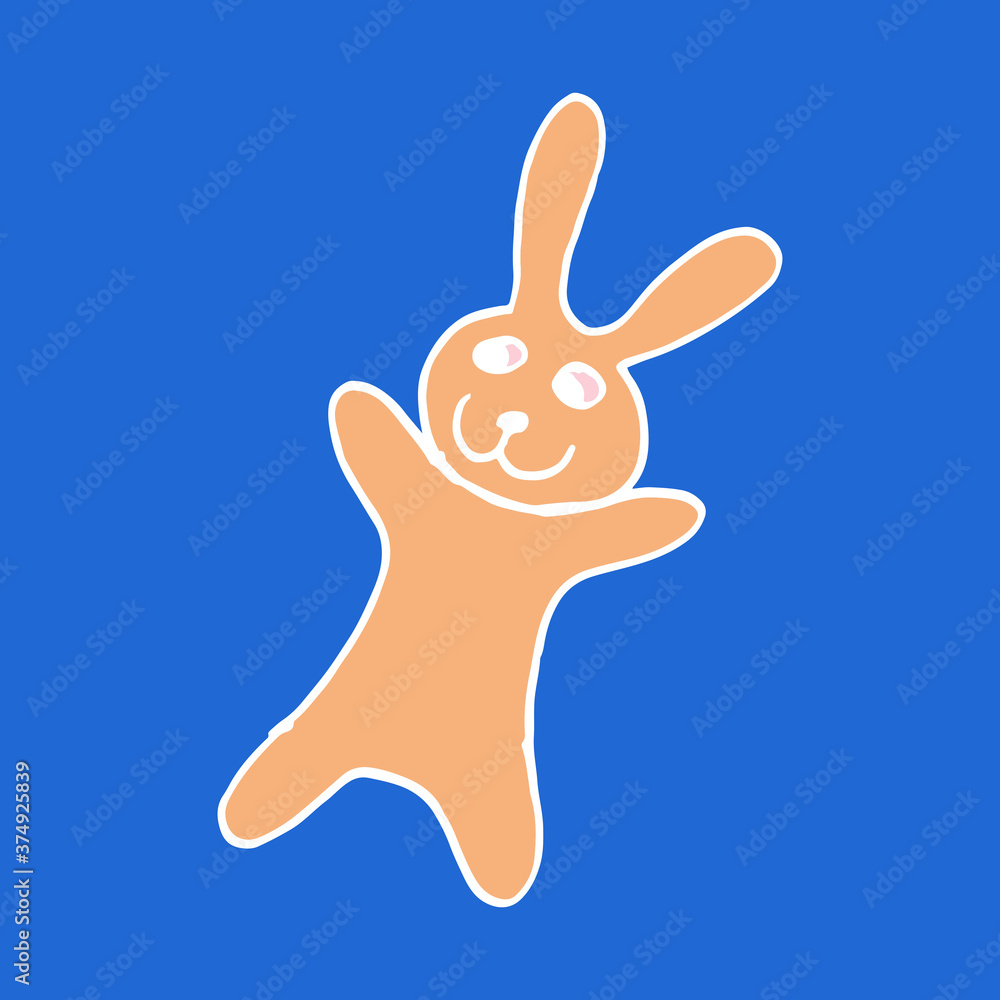 Cute Easter bunnies. Hand drawn vector illustration in doodle style. Festive characters. Line art drawing Cute Easter bunnies. Hand drawn vector illustration in doodle style. Festive characters. Line art drawing