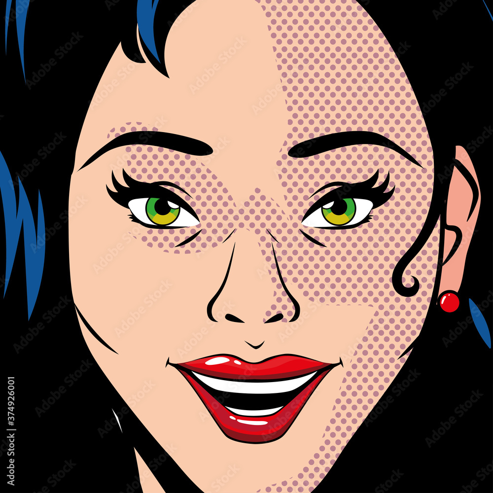 portrait of beautiful woman, pop art style portrait of beautiful woman, pop art style
