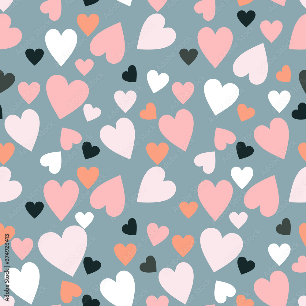 Seamless pattern with hearts. Doodles. Valentine background. Template for wrapping paper, textile, invitation, greeting cards. Vector illustration Seamless pattern with hearts. Doodles. Valentine background. Template for wrapping paper, textile, invitation, greeting cards. Vector illustration