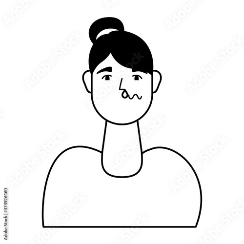woman sick with flu avatar character