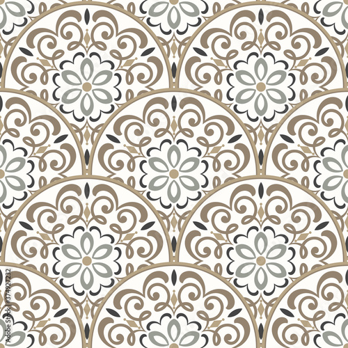 Seamless damask wallpaper. Vintage pattern in Victorian style . Hand drawn floral pattern. Shabby chic Vector illustration