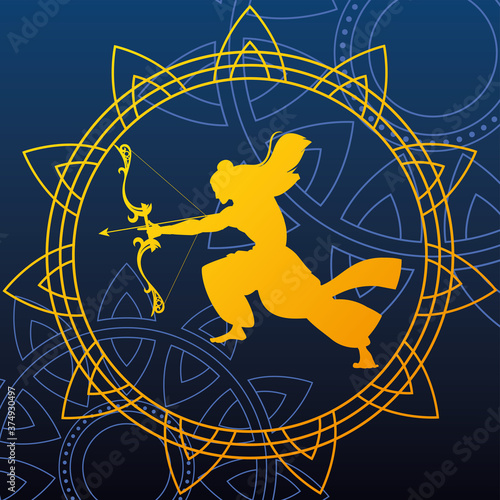 silhouette of lord rama with bow and arrow for the Indian festival