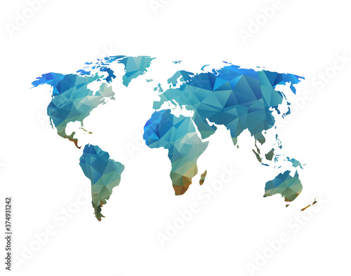 World map in polygonal style. Vector background