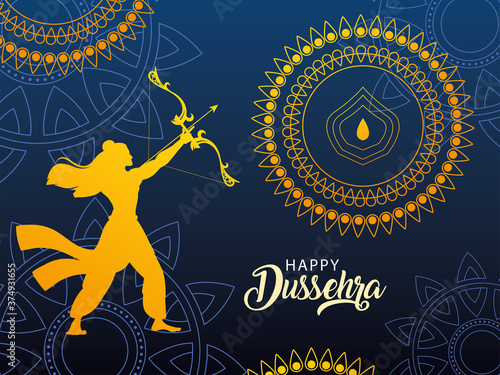 template with lord rama and label happy Dussehra