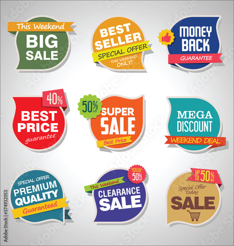 Modern sale stickers and tags colorful collection 