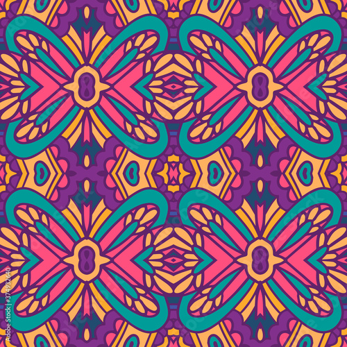 Colorful Tribal Ethnic Festive Abstract Floral Vector Pattern