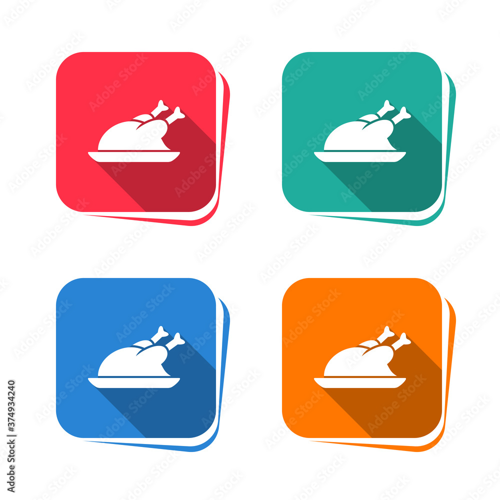 Chicken icon on square button Chicken icon on square button